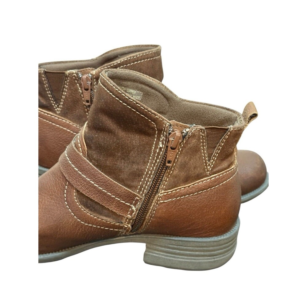 Earth Origins Paris Brown Leather Booties Women’s Side Zip Casual Boots Sz 8W - Picture 4 of 11